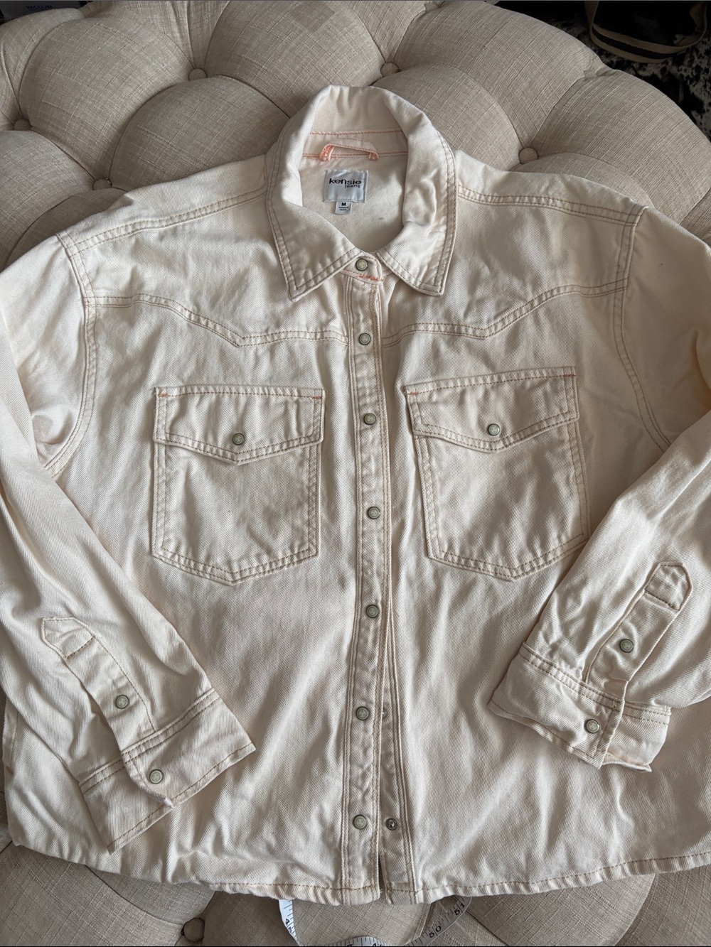 Kensie Cream Button-Front Jean Jacket NWOT